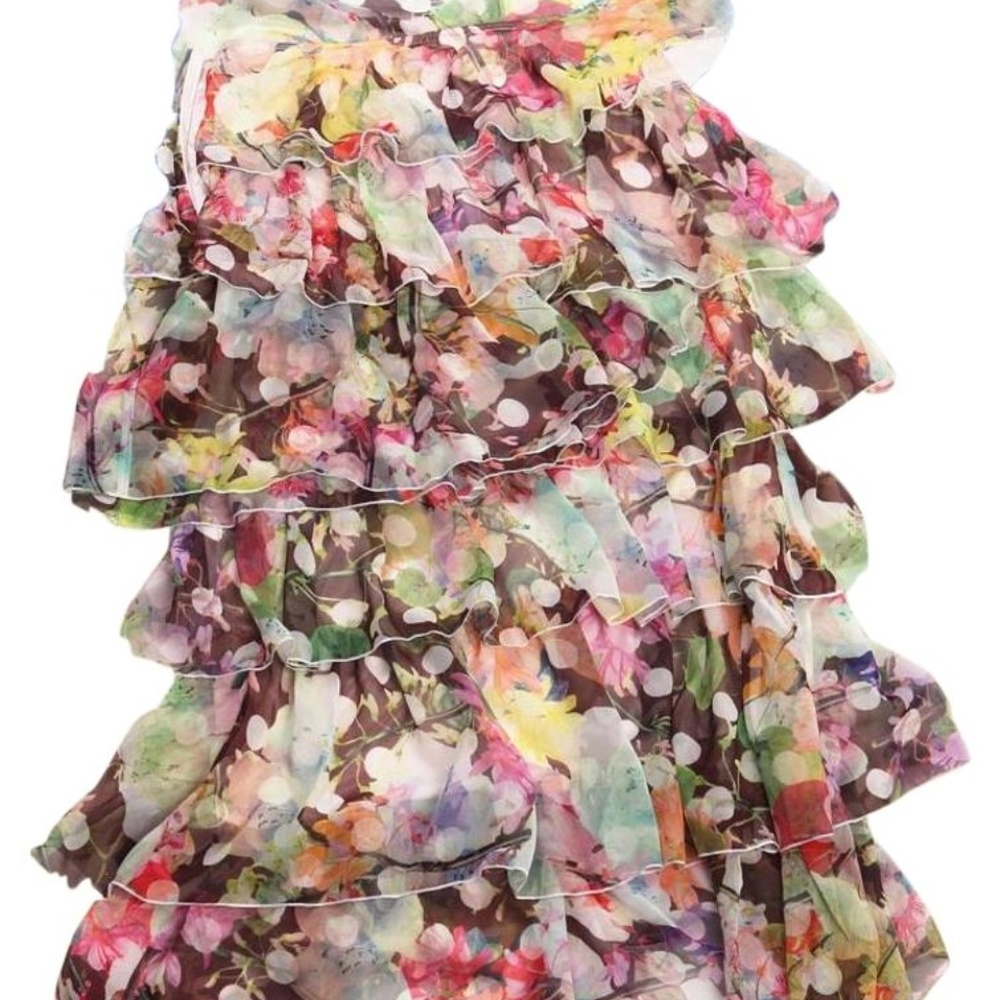 Black Multi Ruffles Chiffon Color Layer Skirt